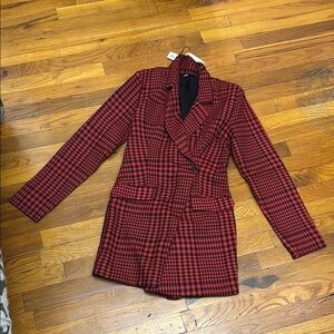 Zara red Houndstooth romper